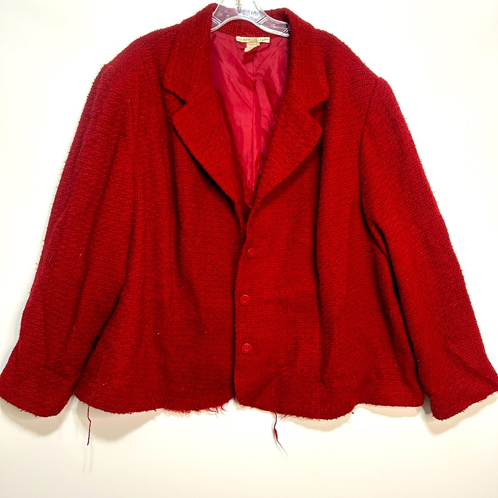 Red blazer with red buttons